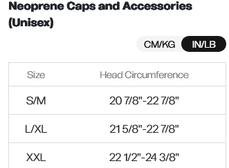Orca Swim Hood Size Chart 0 Guida alle taglie
